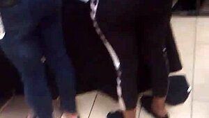 Hidden Candid Shots of Ebony Ass Folding in Shop