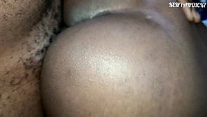 African Couple Has Intense Bent-Over Doggystyle Sex in Bed