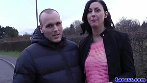 British stockinged milf bends over for intense doggystyle pounding before explosive cumshot