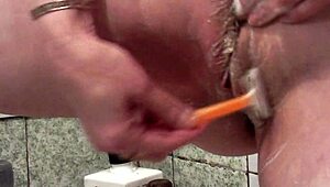 Sexy Milf Frina Shaves Her Grown Hairy Pussy and Pubis in Bathroom for Smooth Shaved Look