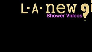 radiant teen blonde in the shower