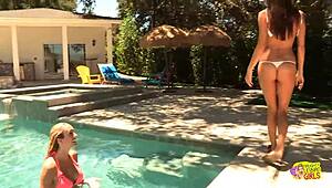 she called her lesbian friend, then they kissed outdoors with big tits