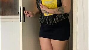 The pretty secretary rushes to work for her pornstar boss, leading to a quick anal doggystyle session with monster cock domination