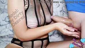 I give a horny massage to big cock