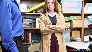 ozzie teen redhead ella hughes caught stealing gets monster cock blowjob