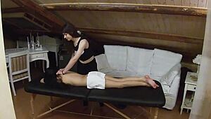 my stepsister says, 'fuck this massage girl hard while i watch!' with cumshot and all 😏