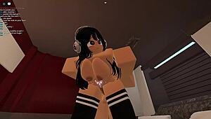 Futa Interacts With Character In Roblox Condo Setting