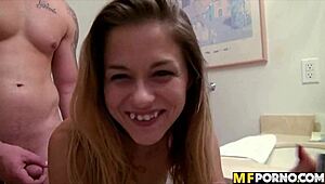 Amateur in glasses says 'bang me hard' in group POV