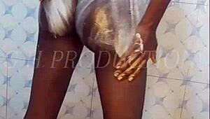 Skinny Teen Slut Endures Hard Standing Doggy Fuck In The Shower