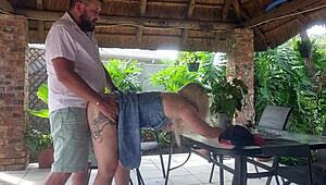 I creampie my best friend's blonde wife on the balcony while he's at work