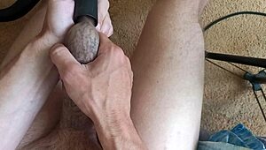 Did I cum in the vacuum cleaner from my long foreskin's strong stimulation? Sexy cleaning lady watches.