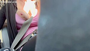 Artemisia Love flashes her big boobs during a horny car ride.