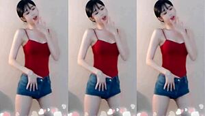 Chinese girl jumps up and down excitedly