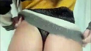 latina wife dancing, shaking ass, teasing and showing pussy