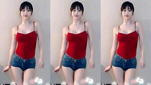 Chinese girl jumps up and down excitedly