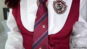 petite teen in miniskirt gets naughty with small tits exposed