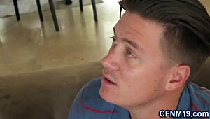 This clothed amateur teen gets pounded hard with handjob and blowjob in CFNM reality scene