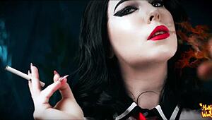 Couple in costumes with ripped clothes and cum