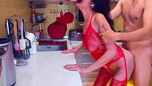 Naked wife in stockings poses for amateur couple