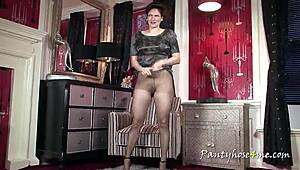 Elegant Fiona Poses in Stockings and Pantyhose