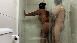 in the steamy bathroom an asian amateur with big ass rides a monster interracial cock. she moans as he pounds her big pussy hard