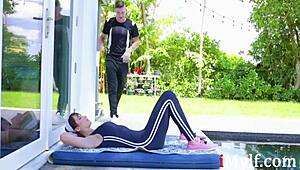 Gym Milf Practices Yoga Outdoors with Brunette Fantasy - Lexi Luna