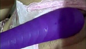 latina masturbates with dildo in new lingerie