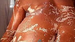 I invite sexy ebony whore Ruzzyde to use dildo in my shower