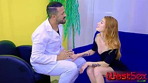 beautiful natural redhead latina gets fucked in office