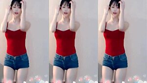 Chinese girl jumps up and down excitedly