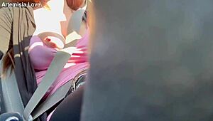 Artemisia Love flashes her big boobs during a horny car ride.