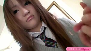 Cute schoolgirl Mona Yuuki creampied by friend 😍
