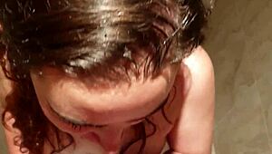 stupid whore gets facefucked after piss facial, slapped and spat on 😈