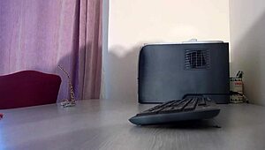 Mature Bettie Hayward Masturbates with Dildo at Work