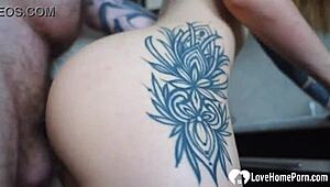 filthy step sis begs for a swift kitchen cock pounding