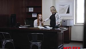 mylfex perv boss secretary introduces new babe