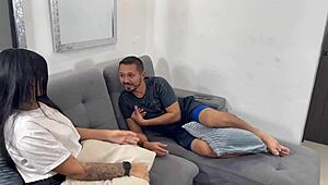 my boyfriend leaves me home alone and i end up riding my roommates big cock - mia montielth