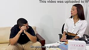 Slim Colombian babe Aisha Ferrari moans during rough face fucking and domination in POV therapy session.