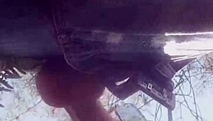 Outdoor deepthroat blowjob behind scenes