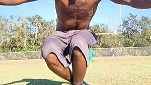 pretty brunette teacher in homemade workout with husband