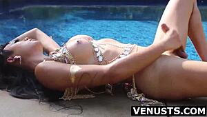 Asian Trans Venus Lux Jerks Off At Pool