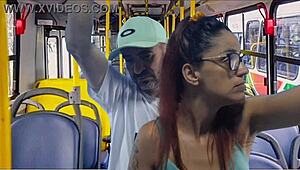 Young student in panties gets fucked on the public bus.