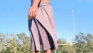 pretty brunette teacher in homemade workout with husband