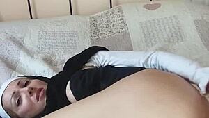 chantal the devout nun worships penis and squirts