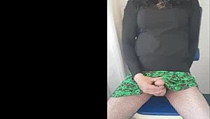 Crossdressing Bisexual Sissy Plays With Cock In Heels And Fishnets