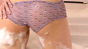 Brunette young whore Hostia TS bath toys masturbation