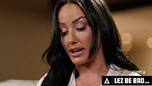 horny milf jennifer white takes control, dominating her stepbae scarlett alexis with rough play