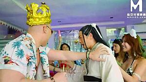 Ancient cock fucks modern pussy in parody.