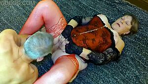 granny carmen, cathouse kitty, reaches finger fucking and pussy eating orgasms