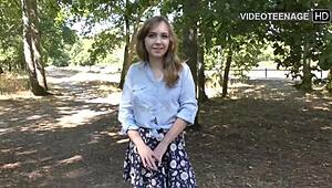 Is this lovely 18yo playing with sex toy in casting?